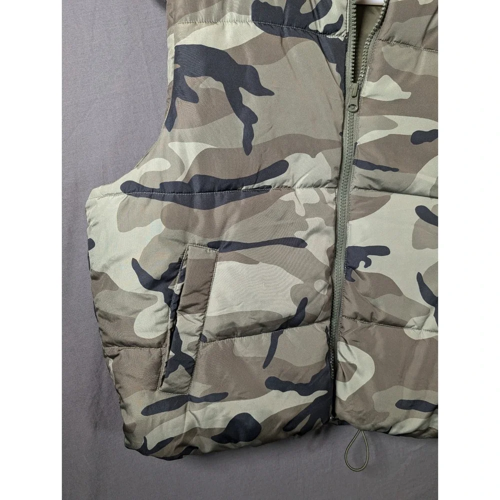 Kids No Boundaries Size S 4-6‎ Camouflage Puffer Vest Green Black Quilted Zip Up